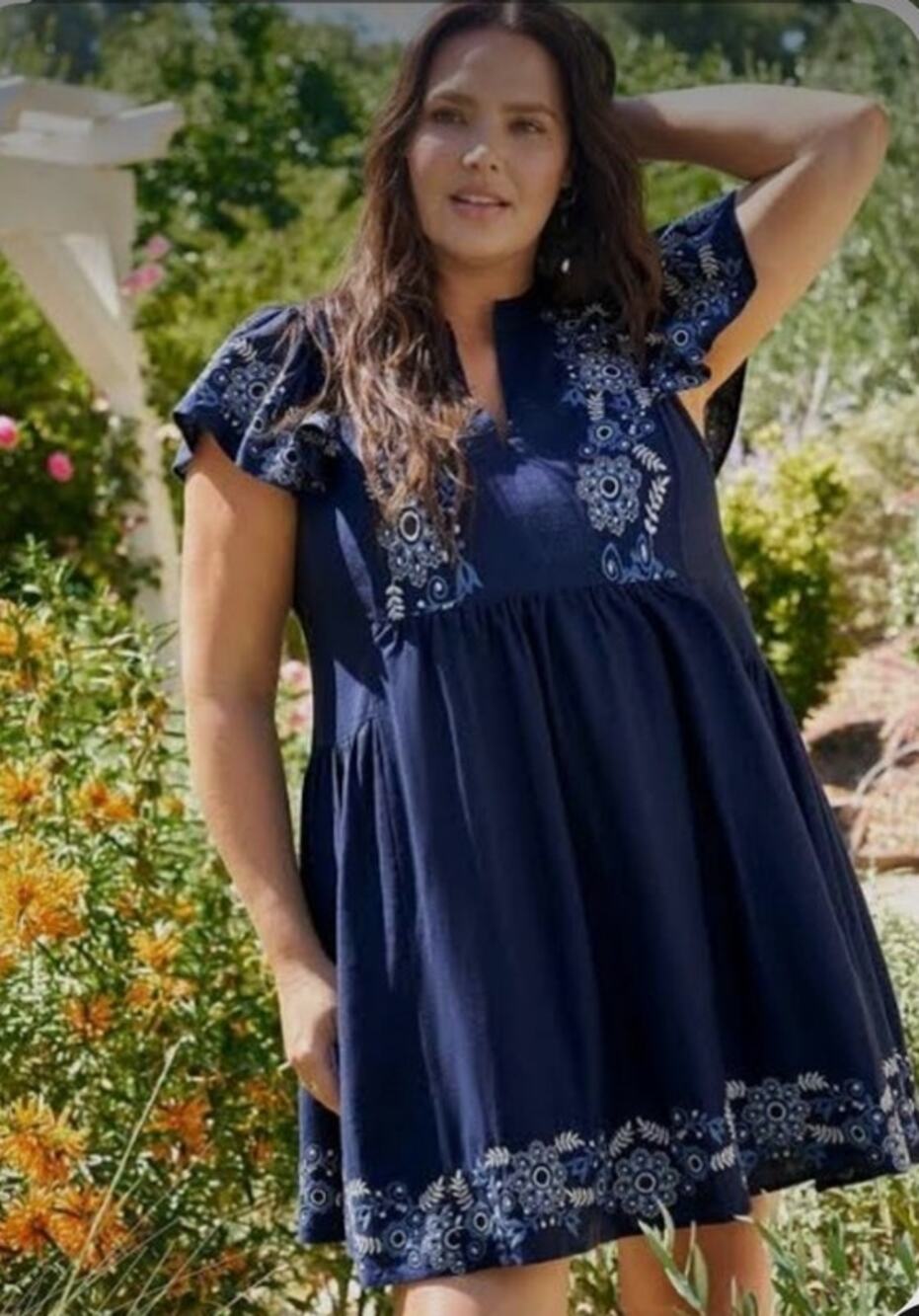 NWT Torrid Belle Isle Embroidered Trapeze Linen Blend Dress SZ 2/ 18-20 Boho